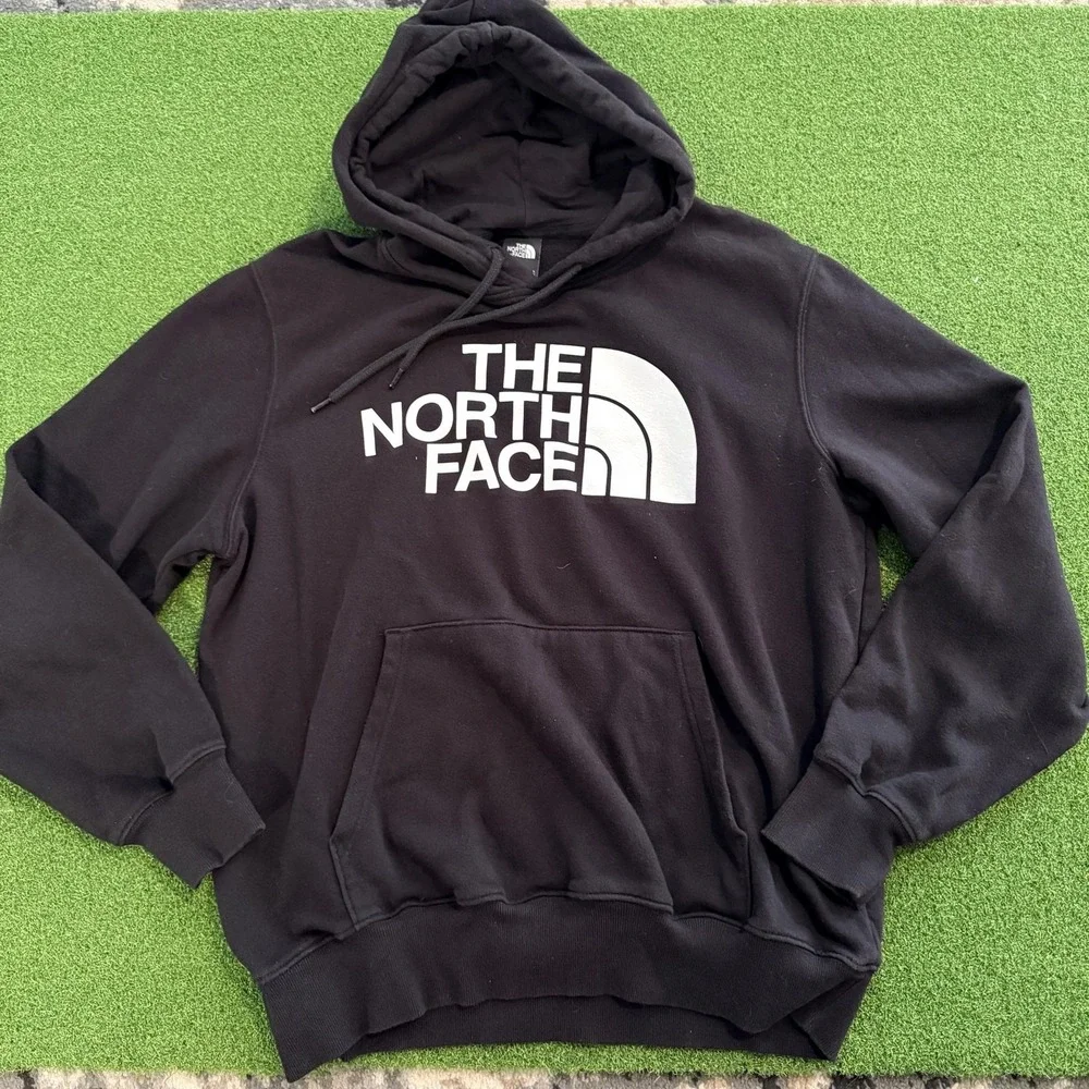 The North Face Hoodie Mens L Black Pullover Sweatshirt Logo Kangaroo Pocket